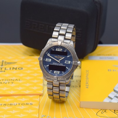BREITLING Aerospace Chronometer Multifunktionsuhr in Titan Referenz E75362, Schweiz verk. lt. beil. Pap. 11/2005, quarz, Boden aufgedr., orig. ...