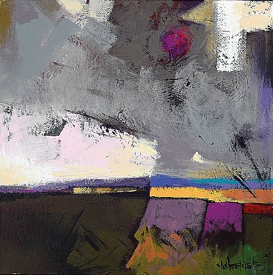 Ian Hertslet, zeitgenössischer Künstler aus Johannesburg, geboren 1951, zwei abstrakte Landschaften, Acryl/Lwd, signiert, ca. 60 x 60cm, ...