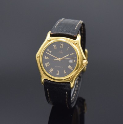 EBEL 1911 Armbanduhr in GG 750/000 Referenz 893902, Automatik, massives Goldgeh. inkl. orig. Lederband (zu ers.) m. orig. GG 750/000 Faltschl., Boden ...