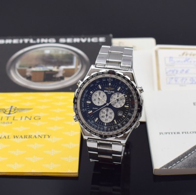 BREITLING Herrenchronograph Modell Jupiter Pilot in Stahl Referenz A59028, Schweiz verk. lt. beil. Pap. 12/1995, quarz, verschr. Geh. inkl. orig. ...