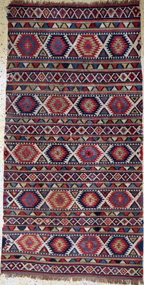 Schirwan Kelim antik, Kaukasus, 19.Jhd, Wolle auf Wolle, ca. 270 x 135 cm, EHZ: 4