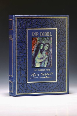 Die Bibel, illustriert von Marc Chagall (1887 -1985), Augsburg, Pattloch 1990, mit zahlreichen Farbabb. Chagalls, Dreikantgoldschnitt, blauer ...