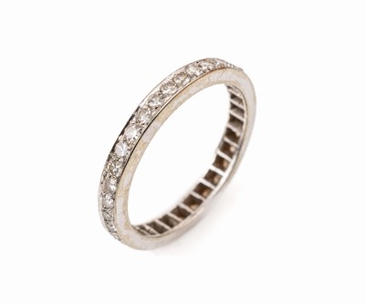 18 kt Gold Diamant-Memoryring, WG 750/000, Brillanten zus. ca. 1.0 ct Weiß/si, RW 55