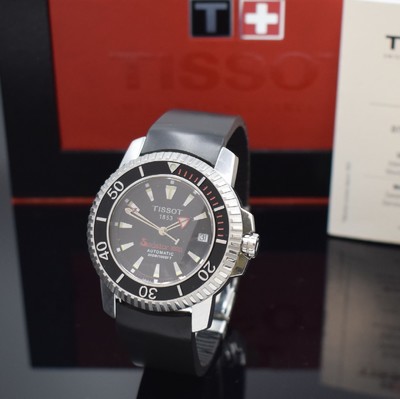 TISSOT Herrenarmbanduhr Seastar 1000, Automatik, Schweiz um 2005, beids. vergl. Edelstahlgeh. inkl. orig. Kautschukband m. orig. Faltschl., zus. ...