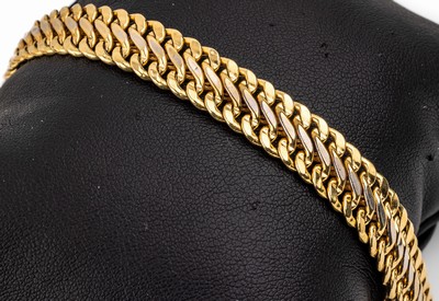 18 kt Gold Armband, GG/WG 750/000, ca. 9.5 g, L. ca. 18.5 cm, Karabinerschließe