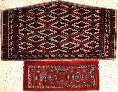 Konvolut Asmalyk & Torba, Turkmenistan, 19.Jhd, Wolle auf Wolle, ca. 128 x 66 cm & ca. 83 x 35 cm, EHZ: 4