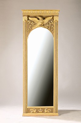 Spiegel, Frankreich, um 1810/20, Empire, Rahmen mit gedrehten Säulen, Bordüren und Akanthusblattdekor, zweigeteiltes orig. Spiegelglas, ...