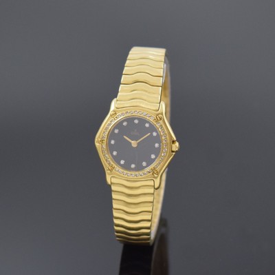 EBEL Damenarmbanduhr Sportwave in GG 750/000 an Goldband Referenz 866902X, Schweiz um 1995, quarz, massives Monocogue-Goldgehäuse inkl. ...