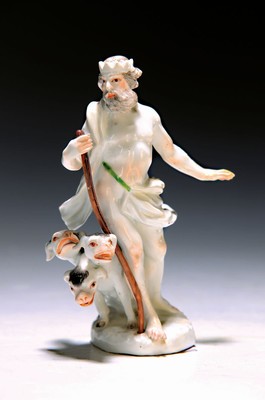 Porzellanfigur, Meissen, um 1755/60, Pluto mit Cerberus, Entwurf Johann Joachim Kaendler um 1753, Gott der Totenwelt mit den drei Höllenhunden, ...