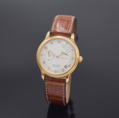 ZENITH ELITE HW Chronometre Herrenarmbanduhr mit Gangreserveanzeige in RG 750/000 Referenz 17 0240 655, Schweiz um 2000, Handaufzug, gedr. Geh., ...