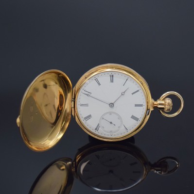 PATEK PHILIPPE & Co Herrensavonette in RG 750/000, Schweiz um 1975, 2-Deckel Goldgeh., verg. Cuvette neutral ers., Emailzifferbl. riss. m. röm. ...