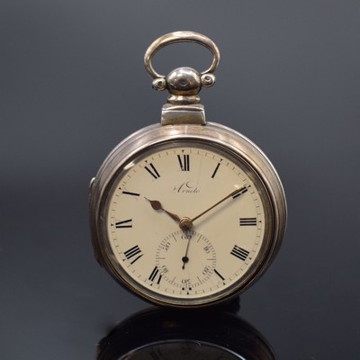 JOHN ROGER ARNOLD seltene Taschenuhr mit Rubin-Zylinderhemmung, England um 1810, doppeltes Silbergeh. später, Emailzifferbl. riss. m. röm. Zahlen, ...