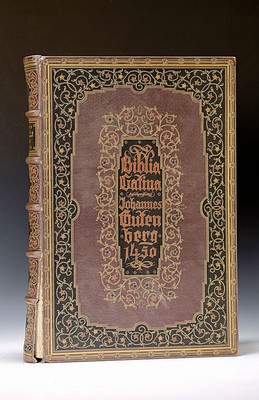Gutenberg-Bibel, Faksmilie Ausgabe, der zweiundvierzigzeiligen Gutenbergbibel, 1913 Insel Verlag Leipzig, 300 Exp., Büttenpapier, num. 91, ...