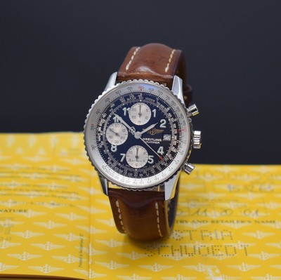 BREITLING Armbandchronograph Old Navitimer Referenz A13322, Automatik, Chronometer in Edelstahl inkl. orig. Lederband m. orig. Dornschl., Boden ...