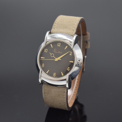 POMELLATO Armbanduhr in Stahl, Schweiz um 2015, Automatik, gedr. Geh., guill. schwarzes Zifferbl., aufges. gold. Indizes, gold. Zeiger, rhod. Werk GP ...