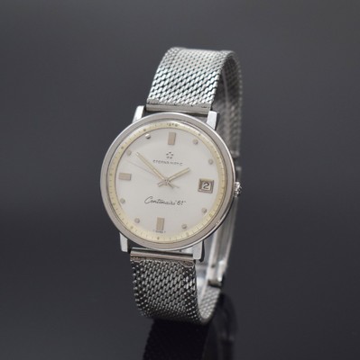 ETERNA Centenaire 61 Herrenarmbanduhr in Stahl, Schweiz um 1961, Automatik, verschr. Geh., Boden m. Widmungsgrav. dell., orig. Glas u. Krone, silb. ...