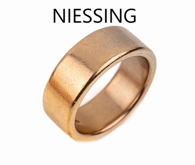 18 kt Gold NIESSING Ring, Rose und Grau Gold 750/000 im Verlauf, RW 63, Ringbreite ca. 9 mm, ca. 23.5 g, Tragespuren
