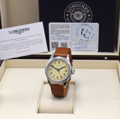 LONGINES Heritage Military Marine National Herrenarmbanduhr in Stahl Referenz L2.833.4, Schweiz lt. orig. Papier verk. 05/2021, Automatik, verschr. ...