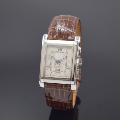BEDAT & Co Geneve Chrono Pocket No. 7 rechteckiger Armbandchronograph in Stahl Referenz 778, Schweiz um 2010, quartz, 4- fach verschr. Geh., Boden m. ...