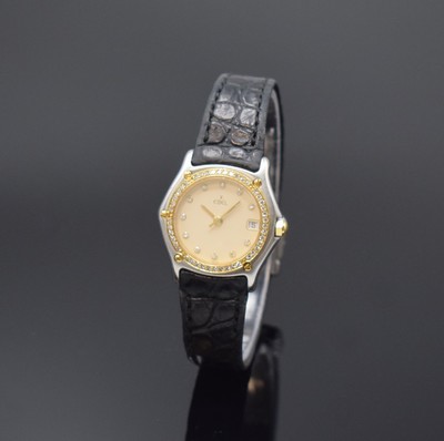 EBEL Sport Classique Damenarmbanduhr Referenz 183930 mit Diamanten, Schweiz um 1995, quarz, Edelstahl u. Gold komb., orig. Lederband m. Faltschl., ...
