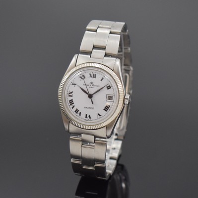 BAUME & MERCIER Baumatic Damenarmbanduhr, Automatik, Schweiz um 1970, Edelstahl inkl. Gliederband m. Faltschl., Boden geschr., Datum, Kal. BM 860, 17 ...