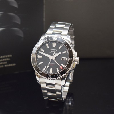 WEMPE Zeitmeister Sport GMT Herrenarmbanduhr, Automatik, Deutschland um 2016, Chronometer in Edelstahl inkl. Gliederband m. Faltschl., Boden m. ...