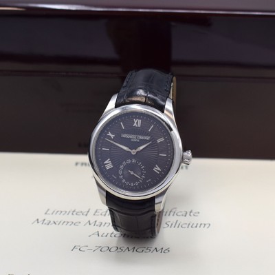 FREDERIQUE CONSTANT auf 888 Stück limitierte Herrenarmbanduhr Maxime Manufacture, Automatik, Sondermodell in Edelstahl inkl. orig. Lederband m. ...