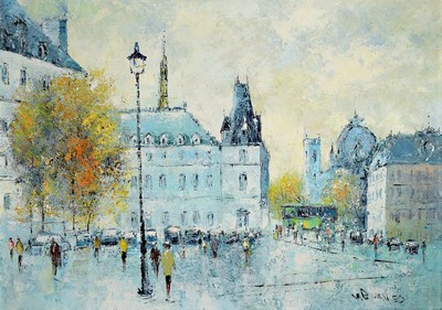 Prof. Walter Prescher van Ed, 1916 Dresden-1988 Ottendorf, Ansicht aus Paris, Place Michel, Öl/Lwd, rechts unten signiert, ca. 70x100cm, R. ca. ...