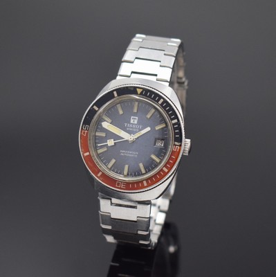 TISSOT Navigator Herrenarmbanduhr, Schweiz um 1975, Automatik, Edelstahlgeh., Boden geschr., orig. Gliederband m. Faltschl., eins. drehb. Lünette, ...