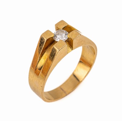 18 kt Gold Diamant-Ring, GG 750/000 (gepr.)Brillant ca. 0.30 ct Weiß/vs, RW 59, ca. 8.9 g