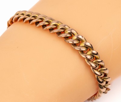 14 kt Gold Armband, RG 585/000, um 1900, L. ca. 21 cm, Kastenschloss mit Sicherheitskettchen, ca. 6.4 g, reinigungsbedürftig