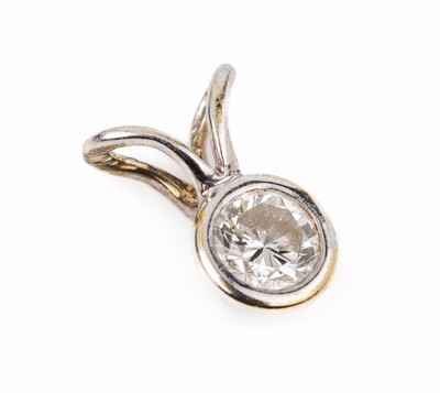 14 kt Gold Brillant-Anhänger, WG 585/000, Brillant ca. 0.35 ct Weiß/vs
