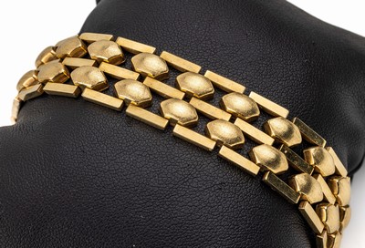 14 kt Gold Armband, GG 585/000, ca. 33.7 g,satiniert, L. ca. 18.5 cm, Kastenschloss mit Sicherheitsachten