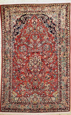 Sarogh Kork fein, Persien, ca. 50 Jahre, Korkwolle auf Baumwolle, ca. 212 x 140 cm, gereinigt, EHZ: 1-2, (Fransen erneuert).