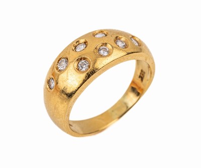 18 kt Gold Diamant-Ring, GG 750/000, 8 Brillanten zus. ca. 0.20 ct Weiß/si, total ca. 5.6 g, RW 52