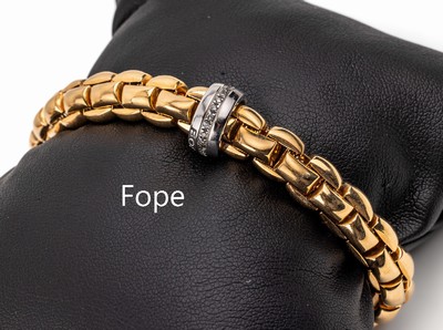 18 kt Gold FOPE Brillant-Armband Flex'it, RG/WG 750/000, Brillanten zus. ca. 0.15 ct feines Weiß/vs, D ca. 5.5 cm, total ca. 31.3 g