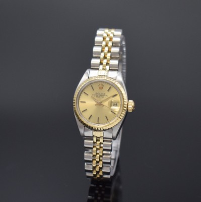 ROLEX Date Damenarmbanduhr Referenz 6917 in Edelstahl und Gold, Schweiz um 1978, Automatik, verschr. Oystergeh., Jubileeband m. Faltschl., gold. ...