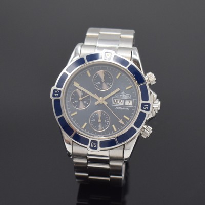 ERBE Richard Bethge Armbandchronograph in Stahl/Stahlband, Schweiz um 2000, Automatik, pol. Geh., Boden, Krone u. Drücker verschr., eins. drehb., ...