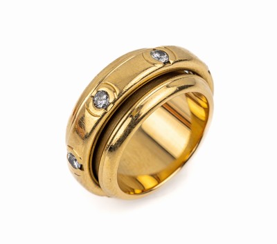 18 kt Gold PIAGET Brillant-Ring, GG 750/000, Modell POSSESSION, Mittelteil drehbar mit 7 Brillanten zus. ca. 0.63 ct (grav.) feines Weiß/vs-si, ...