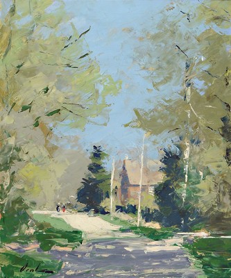 Hayward Veal, 1913 Eaglemont/Australien - 1968, sonnenbeschienene Dorfstraße, Öl/Malkarton, links unten signiert, 60x49 cm, Rahmen 80x68cm; Studium ...