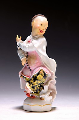 Porzellanfigur, Entwurf Paul Scheurich, Meissen, um 1924-33, Entwurf um 1926, tanzender Chinesenknabe, polychrom bemalt, min. best., H. ca. 17.5 cm, ...