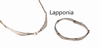 LAPPONIA Konvolut, Finnland 1980/81, 925er Silber, best. aus: Collier, L. ca. 38 cm, Einhängeschließe, und Armband, L. ca. 18 cm, ...