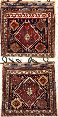 1 paar Ghaschgai Taschen, Persien, um 1900,Wolle auf Wolle, ca. 52 x 52 cm, EHZ: 2