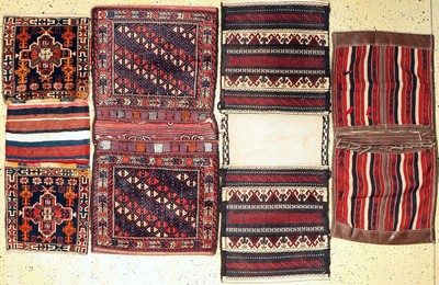 4 Doppeltaschen, Persien/Türkei, um 1940/1950, Wolle auf Wolle, ca. 170 x 75 cm, EHZ: 3
