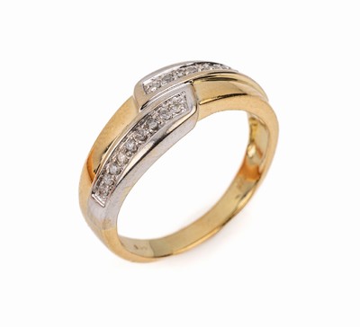 14 kt Gold Diamant Ring, GG/WG 585/000, Diamantbesatz ca. 0.15 ct grav., RW 61, ca. 5.8 g