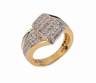14 kt Gold Diamant Ring, GG 585/000, Diamanten in WG gefasst zus. ca. 0.50 ct, Weiß-l.get.Weiß/si-p, RW 56, ca. 8.3 g