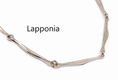 LAPPONIA Collier, 925er Silber, Finnland 1979, abstr. Kettenglieder pol. und sat., L. ca. 100 cm, endlos, sign.
