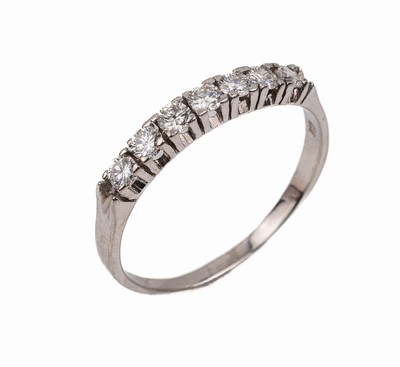 14 kt Gold Diamant-Ring, WG 585/000, 7 Diamanten zus. ca. 0.48 ct feines Weiß -Weiß/vs, RW 60, ca. 1.8 g