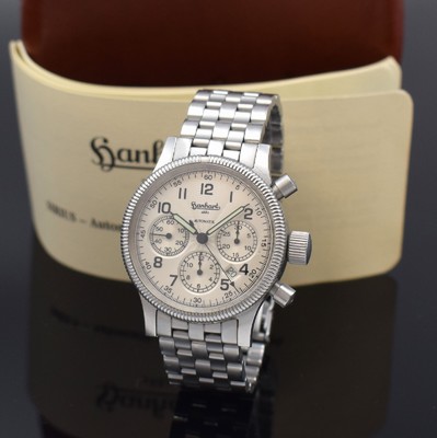 HANHART Armbandchronograph Modell Sirius Referenz 710, Automatik, Deutschland um 2001, Edelstahlgeh. inkl. Gliederband m. Faltschl., beids. vergl., ...