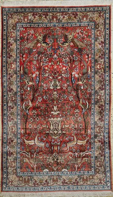 Kaschmir Seide, Indien, ca. 40 Jahre, Seideauf Baumwolle, ca. 200 x 120 cm, EHZ: 2